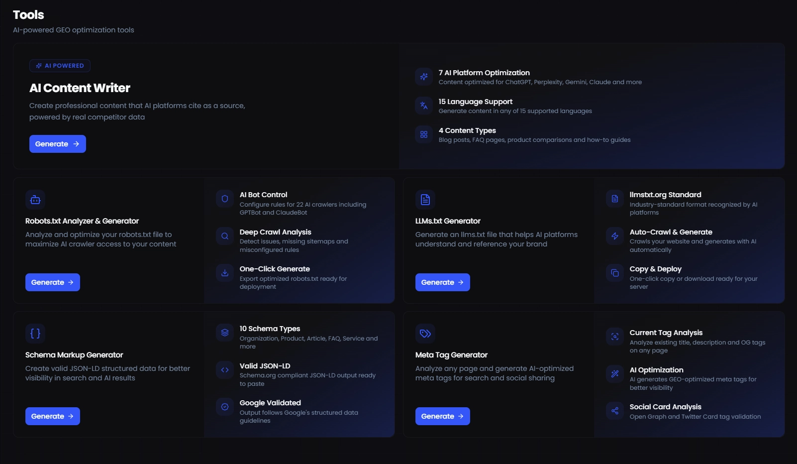Pleqo GEO tools screenshot
