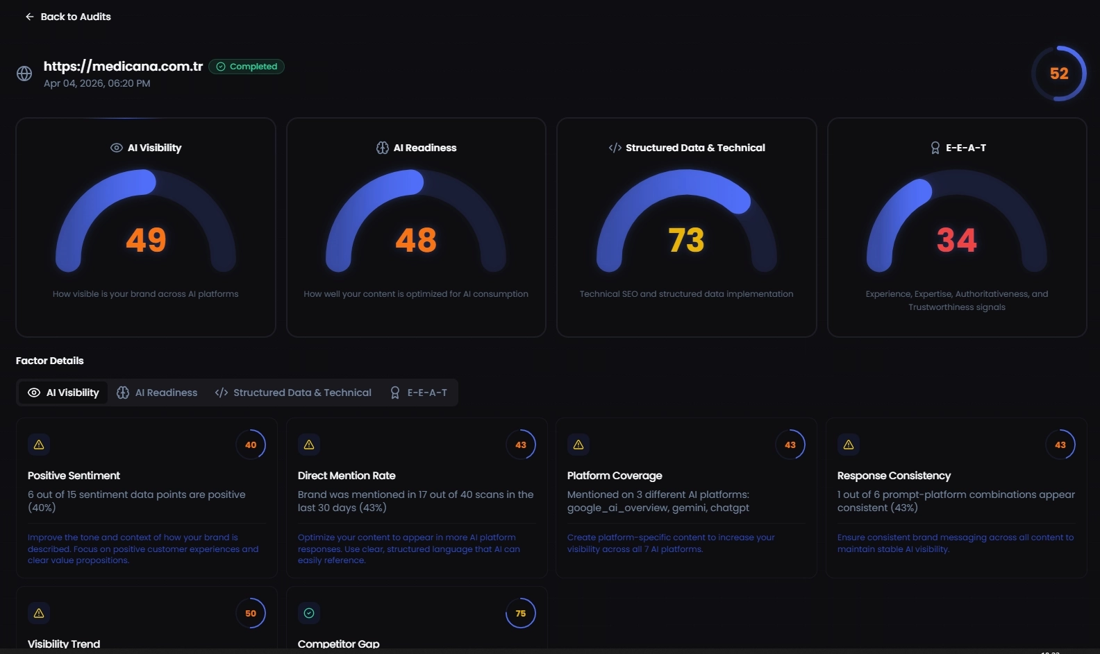 Pleqo GEO site audit screenshot